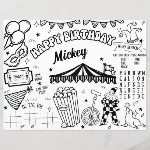 Bordstabletten Karnival Circus Birthday Coloring P