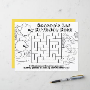 Bordstabletterna Rubber Anka Birthday Maze Activit