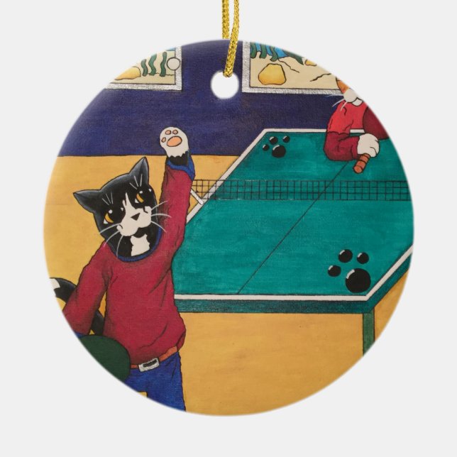 Bordtennis Julgransprydnad Keramik (Framsidan)