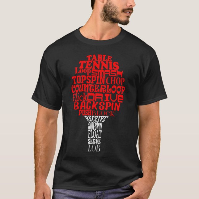 Bordtennis Word Cloud T Shirt (Framsida)