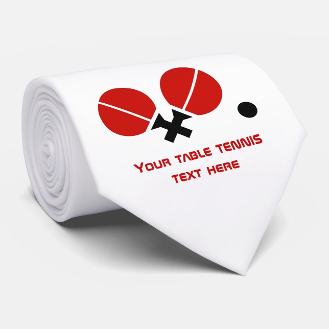 Bordtennisping-pongracket och boll svärtar, rött slips (Rullad)
