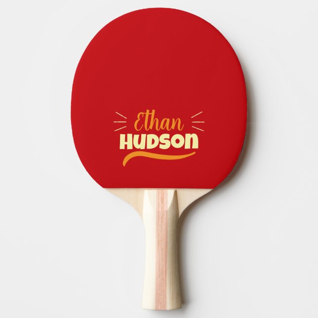 Bordtennisspelarnamn Retro Röd Pingisracket (Framsidan)