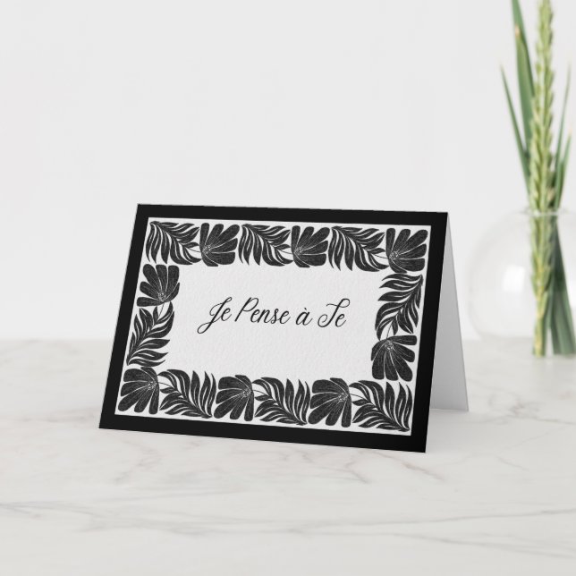 Bordure Florale Je Pense à Toi – Kort (Framsida)