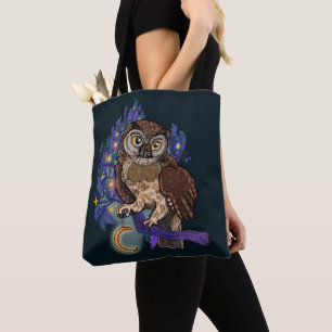 Boreal Night Träd Uggla Tote Bag Tygkasse