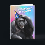 Bored Chimp med Party Hat Funny Birthday Card Kort<br><div class="desc">Den här chimpen med en party som inte ser så glad ut över sin födelsedag och att födelsedag sång gick till honom. Insidan säger: "Försök begränsa din entusiasm." Roligt kort om du tycker om sarkasm.</div>
