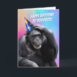Bored Chimp med Party Hat Funny Birthday Card Kort<br><div class="desc">Den här chimpen med en party som inte ser så glad ut över sin födelsedag och att födelsedag sång gick till honom. Insidan säger: "Försök begränsa din entusiasm." Roligt kort om du tycker om sarkasm.</div>