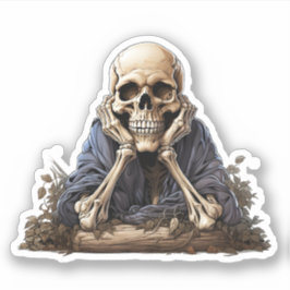 Bored Skeleton Sitta i Forest Coola Skeleton Klistermärken