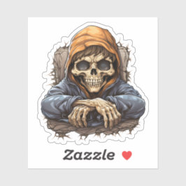 Bored Skeleton Sitta i Forest Coola Skeleton Klistermärken