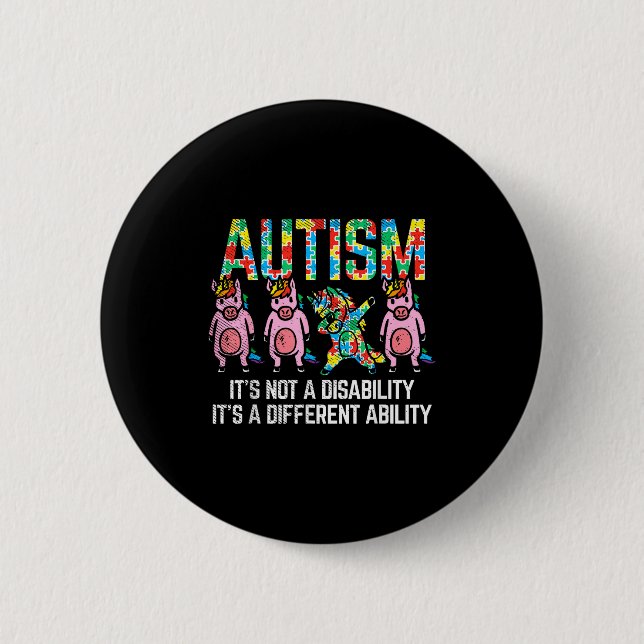 Boredkoalas Autism Medvetande Enhörning Dab - Uni- Knapp (Framsida)