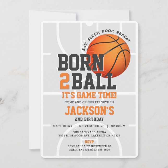 Borgen till Boll Sports Birthday Basketball-inbjud Inbjudningar (Framsida)