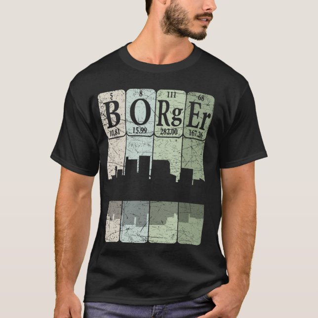 Borger Periodiska Systemet Element Borger Texas Re T Shirt (Framsida)