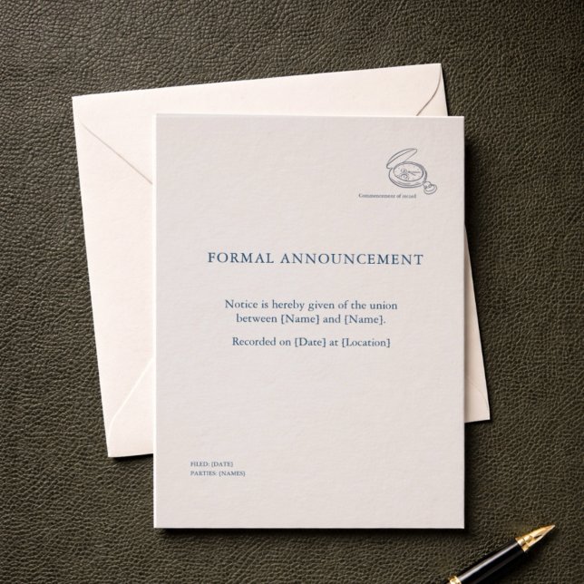Borgerlig Ceremoni | Icke-traditionellt Bröllopsut Inbjudningar (Civil Ceremony Announcement Card )