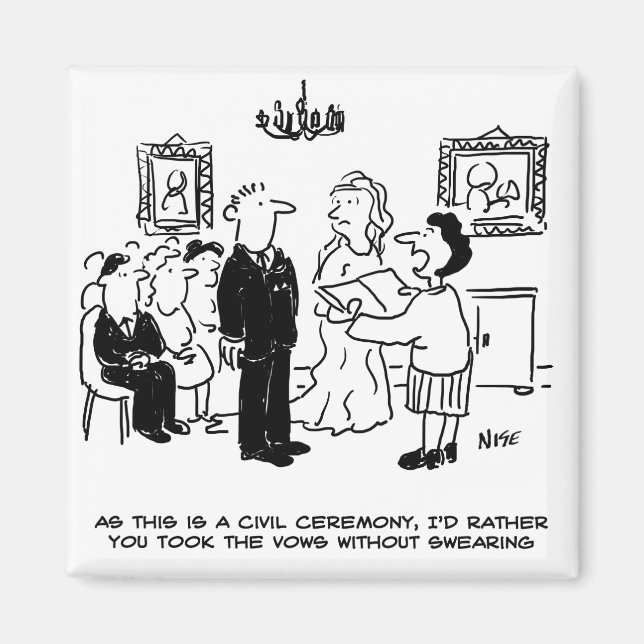 Borgerlig vigsel på ett vigselkontor magnet (Framsidan)