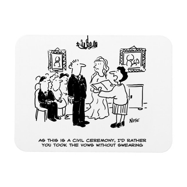 Borgerlig vigsel på ett vigselnamnkontor magnet (Horisontell)