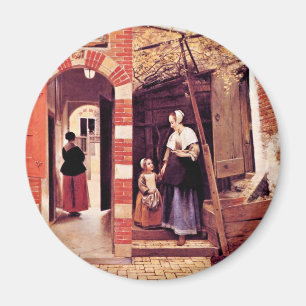 Borggård av ett hus i Delft av Hooch Pieter De ( Magnet