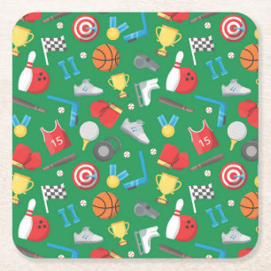 Borgling, skridskog, arkitektur, basketboll, boxin underlägg papper kvadrat