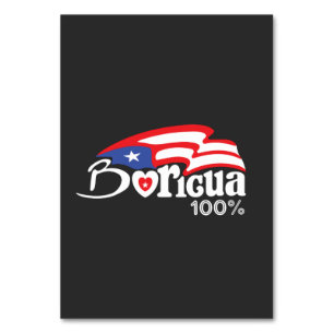 Boricua 100 % Puerto Rico Bord-kort Bordsnummer