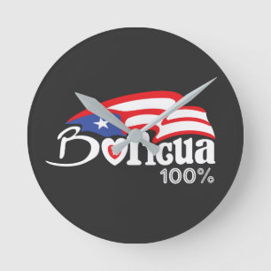 Boricua 100 % Puerto Rico Clock Rund Klocka