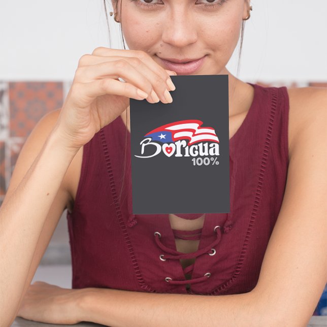 Boricua 100 % Puerto Rico-Helgdag-kort Helg Vykort (Boricua 100% Stylish Puerto Rico Holiday Card)
