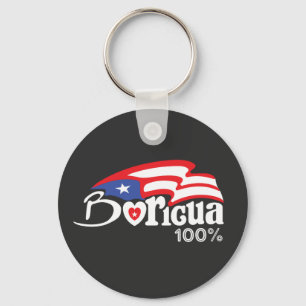 Boricua 100 % Puerto Rico Keychain Nyckelring