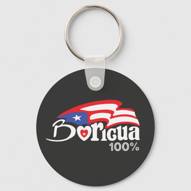 Boricua 100 % Puerto Rico Keychain Nyckelring (Framsida)