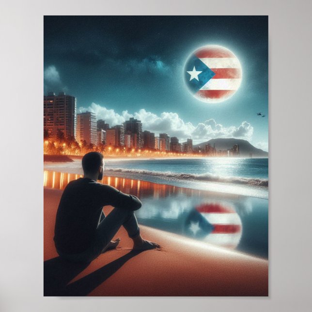 Boricua Aunque Sea en la Luna Poster (Framsidan)