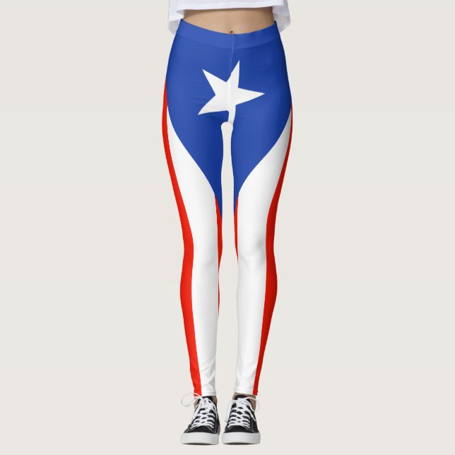 Boricua Bandera Flagga Puerto Rico 5Julio Leggings (Framsida)