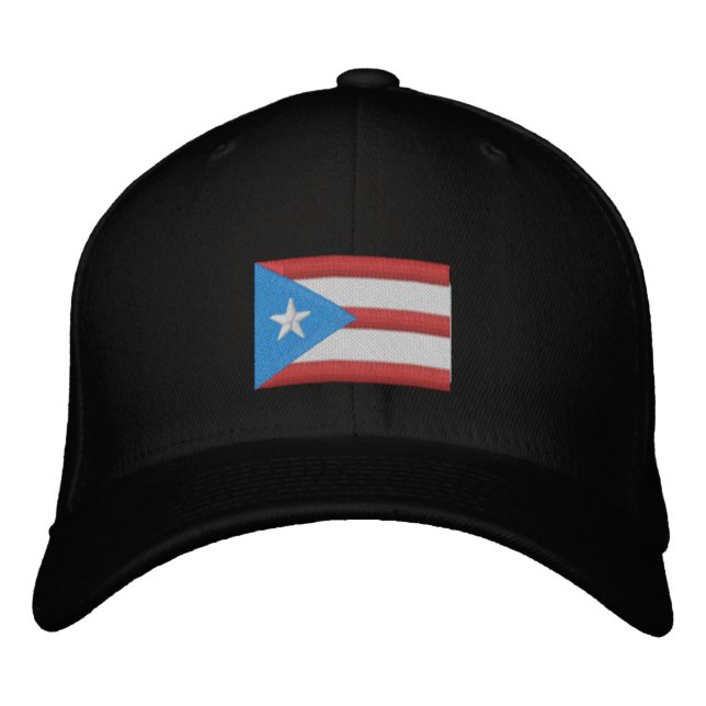 Boricua Flagga Embroized Baseball Cap Broderad Keps (Framsida)
