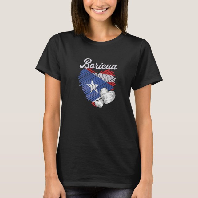Boricua Heart Puerto Rico Flagga Patriotic Puerto  T Shirt (Framsida)