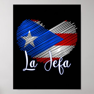 Boricua Jefa Puerto Rico Heart Flagga Boricua Mamm Poster