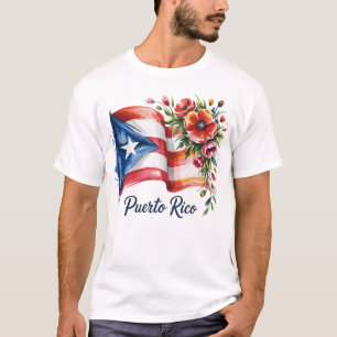 Boricua Pride Blommigt Puerto Rican Flagga Waterco T Shirt
