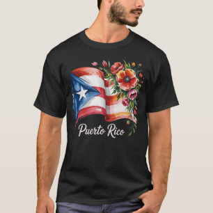 Boricua Pride Blommigt Puerto Rican Flagga Waterco T Shirt