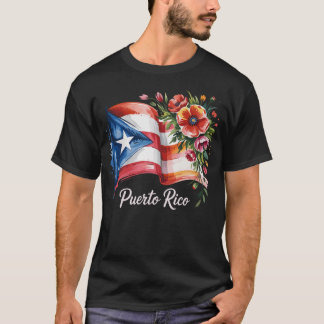 Boricua Pride Blommigt Puerto Rican Flagga Waterco T Shirt