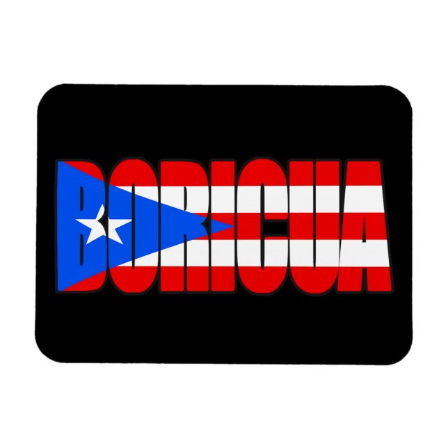 Boricua Puerto Rican Flag Typografi Magnet (Horisontell)
