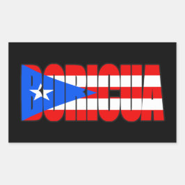 Boricua Puerto Rican Flag Typography Rektangulärt Klistermärke
