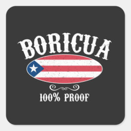 Boricua Puerto Rico 100% Sticker Fyrkantigt Klistermärke