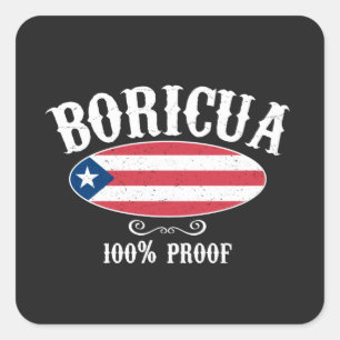 Boricua Puerto Rico 100% Sticker Fyrkantigt Klistermärke