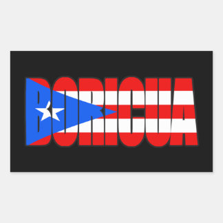 Boricua Puerto Rico-flagg typografi Rektangulärt Klistermärke