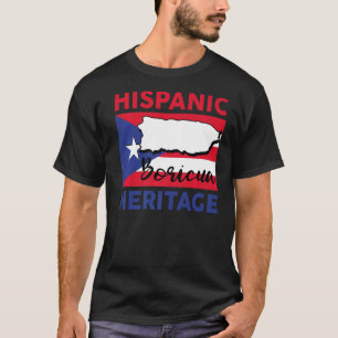 Boricua Puerto Rico Flagga Karta Hispanic Heritage T Shirt
