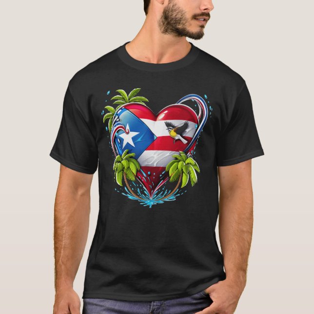 Boricua Puerto Rico Heart T Shirt (Framsida)