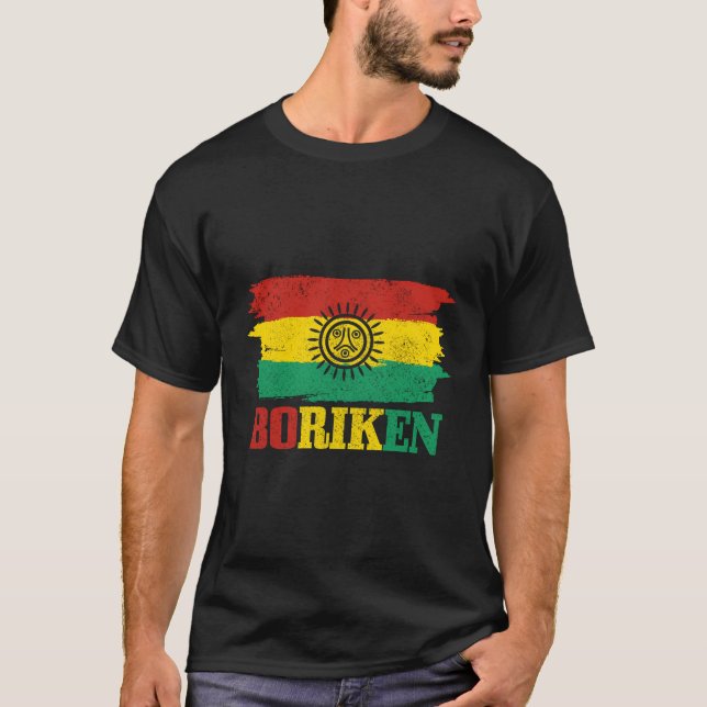Boriken Taino Flagga Sol Boricua Puerto Rico T Shirt (Framsida)