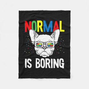Boring Autism Awareness Fransk Bulldog Hund Puzz Fleecefilt