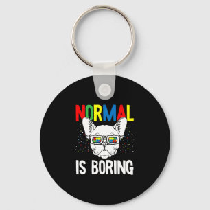 Boring Autism Awareness Fransk Bulldog Hund Puzz Nyckelring