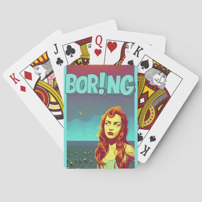 Boring pop art redhead woman  trifold wallet casinokort (Baksidan)
