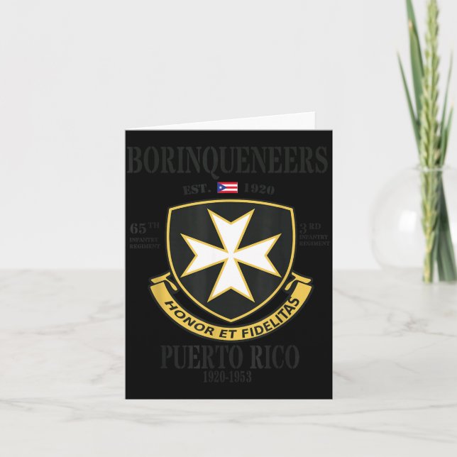 Borinqueneers 65:e infanteriregementet Puerto Rico Kort (Framsida)