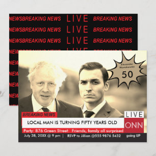 Boris Johnson 50:e födelsedagen Manar Funny TV New Inbjudningar