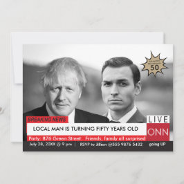 Boris Johnson Funny TV News 50:e födelsedagen Inbjudningar