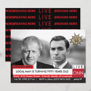 Boris Johnson Funny TV News 50:e födelsedagen Inbjudningar