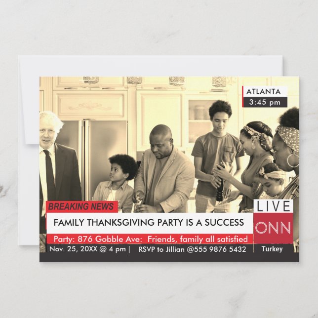 Boris Johnson Thanksgiving Breaking TV News Value Inbjudningar (Framsida)