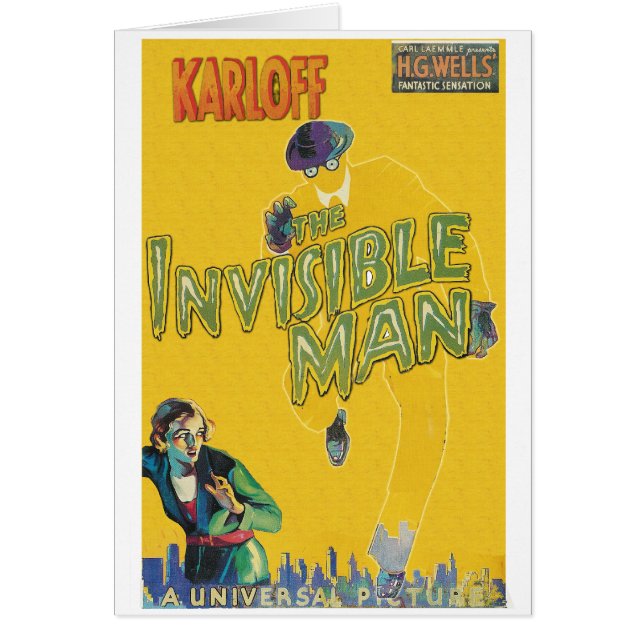 Boris Karloff som den osynliga manen Hälsningskort (Framsidan)